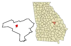 Location in Johnson County and the state of Georgia