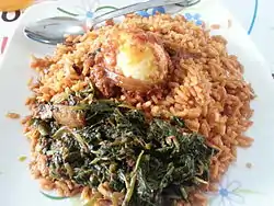 Image 19Jollof rice with vegetables and a boiled egg (from Malian cuisine)