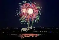 Fireworks over the National Mall in Washington, D.C. every July 4 are preceded by a concert known as A Capitol Fourth, which takes place outside the U.S. Capitol and is televised on the American public television network PBS.