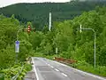 The chimney of the old refinery, visible from Prefectural Route 305