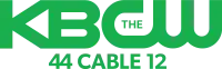 The CW logo on the right. Next to it on the left are stylized letters KB, both in green. Beneath both is the lettering "44 Cable 12".