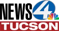 The word NEWS in a compressed sans serif in black, next to a tilted blue oval containing a white 4 and partially overlapped by a small NBC peacock. Underneath both is a red box containing the word TUCSON in white in a sans serif.