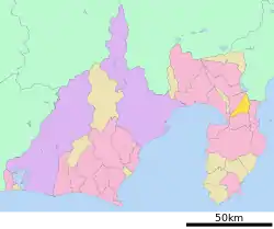 Location of Kannami in Shizuoka Prefecture