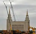 Just after installation of the Angel Moroni statueMarch 24, 2011