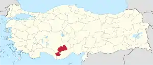 Location of Karaman Province in Turkey