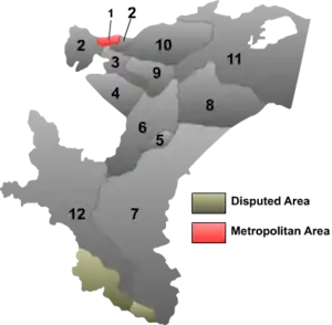Location within Kashgar Prefecture (in red, labeled as '1')