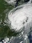 As increasing shear displaced convection northeast of Katrina's center on August&nbsp;30, its circulation became exposed.