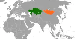 Map indicating locations of Kazakhstan and Mongolia