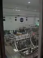 A view of an empty workstand from the high bay observation windows