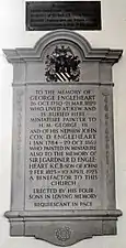 Memorial to George Engleheart, who is buried at the church