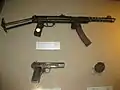 Kim Shin-jo's PPS-43, TT pistol and a hand grenade at the War Memorial of Korea
