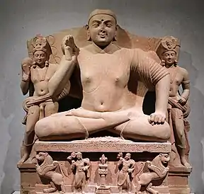 Kanishka I:"Kimbell seated Buddha", with inscription "Year 4 of Kanishka" (AD 131). Another similar statue has "Year 32 of Kanishka".