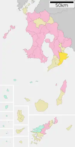 Location of Kimotsuki in Kagoshima Prefecture