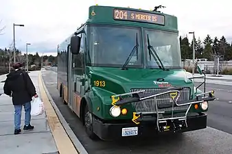 A Workhorse LF72 bus chassis with Startrans President LF (low-floor) bodywork