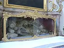 The sarcophagus of "Saint Clemens" at the Parish church of St. Gallus and Ulrich, Kißlegg, Germany