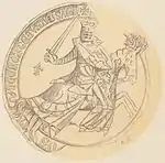 The reverse from another version of Haakon's seal as King, in known use 1300–02.