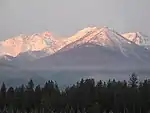 Snow-capped mountains in Kootenai National Forest.