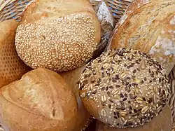 Loaves of bread in a basket