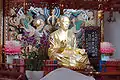 Guinsa's Grand Patriarch Sangwol Wongak's golden image in the hall dedicated to the founder.