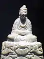 Seated Buddha, Baekje, second half of 6th century. Soapstone, h. 13.5&nbsp;cm. Buyeo National Museum.  Treasure No. 329.