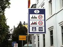 Image 33Speed limits in different areas, unusually with only a "recommended" limit (130&nbsp;km/h) for the Autobahn (from Road traffic safety)