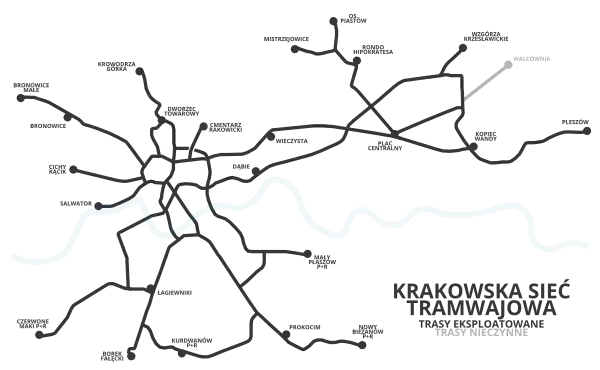 Kraków tram network