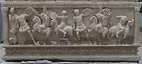 Kutahya archaeological museum Amazonomachy sarcophagus 8837 Panorama