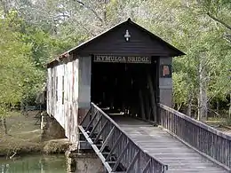 The Kymulga Mill and Covered Bridge Park is located 4.5 miles (7.2&nbsp;km) northeast of Childersburg on State Route 46. The site was added to the National Register of Historic Places on October 29, 1976.