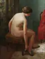 Seated nude, oil o canvas