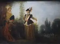 Antoine Watteau, L'Avanturière, c.&nbsp;1712–1715, oil on copper, Musée des Beaux-Arts, Troyes