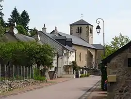 The church and surroundings in La Celle-en-Morvan