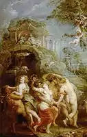 Bacchanalia scene with nymphs and satyrs (detail of The feast of Venus Verticordia, 1635–36) Kunsthistorisches Museum in Vienna
