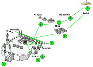Diagram indicating the order of Hajj rituals