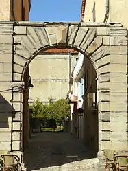 The entrance portal of the remains of the castle of Laragne