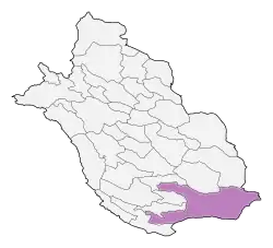 Location of Larestan County in&nbsp;Fars&nbsp;province