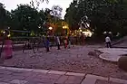 Children enjoying swing