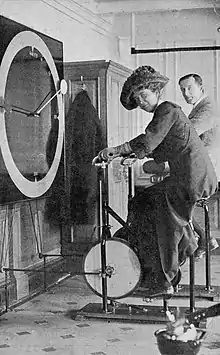 Lawrence Beesley in the Gymnastics Room of the Titanic, 1912