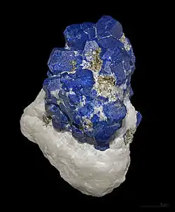 Crystals of lazurite (the main mineral in lapis lazuli) from the Sar-e-Sang Mining District in Afghanistan