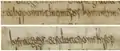 Manuscript samples in Merovingian script from ca. AD 700. Top: et inponunt in umeros hominum. Bottom: in synagogis · et salutationis in foro.