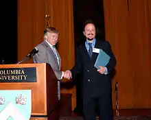 Lee C. Bollinger awarding the Pulitzer Prize to Jeffrey Eugenides