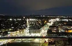 Lents Town Center at night, April 2021