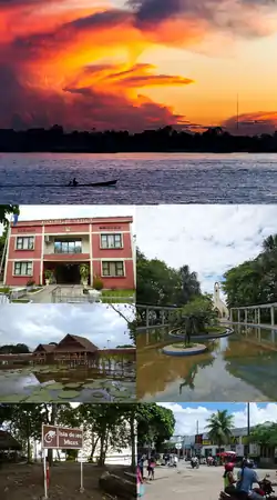 (Clockwise from the top):
Sunset in the Amazonas River, Santander Park with the Cathedral of Leticia in the background, downtown Leticia (near the border between Colombia and Brazil), Los Micos River Island,  Victoria Regia lotus garden, Leticia City Hall (Alcaldía de Leticia)