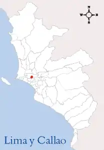 Location of Breña in the Lima province