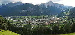 Lienz in the Drava valley, view from the north, in August 2005