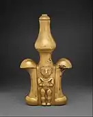Lime container (Quimbaya); 5th–9th century; gold; height: 23&nbsp;cm; Metropolitan Museum of Art