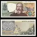 2,000&nbsp;lire – obverse and reverse – printed in 1973