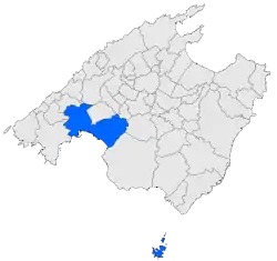 Palma shown within Mallorca