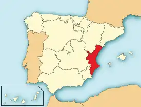 Location of the Valencian Community in Spain