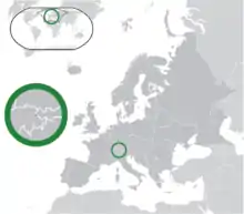 Map showing Liechtenstein in Europe