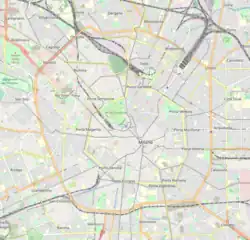 A map of Milan with a red dot in the northeast quadrant of the city center